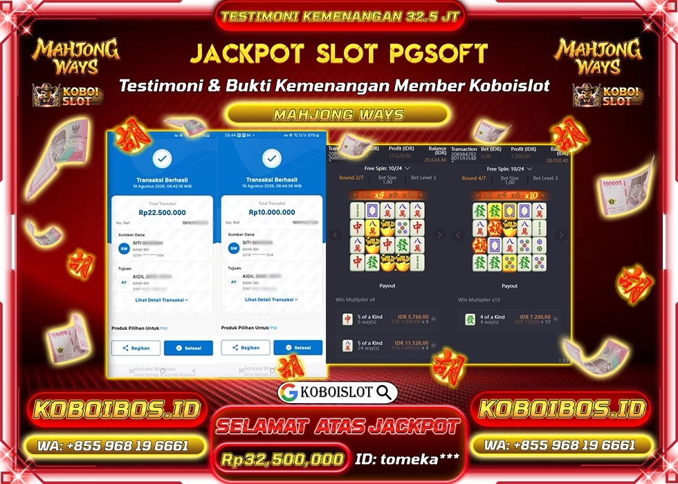 BUKTI KEMENANGAN Id tomeka*** SLOT GACOR MAHJONG WAYS 1 Rp32.500.000,- LUNAS